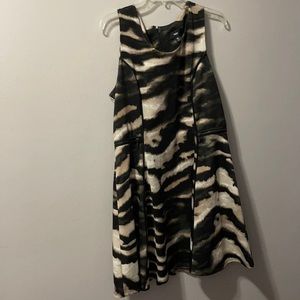Black and beige printed tank dress